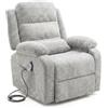 GTR Poltrona Recliner Elettrica 92x95x100h 3 Posizioni Margot Velluto Grigio Chiaro