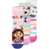 United Labels Gabby's Dollhouse - Calzini per bambine e bambini, calzini da sneaker, colore rosa/grigio (confezione da 3)