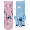 United Labels Disney Lilo & Stitch - Calzini morbidi in ABS 3D per ragazze, calzini invernali per bambini, antiscivolo, colore rosa/blu (confezione da 2)