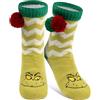 United Labels Calze Grinch da donna, morbide, verde, taglia unica, calzini con pom pom e fodera, calzini da casa, calde calze da donna