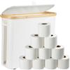 Cozary Contenitore Porta Carta Igienica con Coperchio - Organizer Bagno Pieghevole, Cestino Portaoggetti Salvaspazio, Impermeabile, 25L, 43x35x17cm