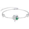 KINGWHYTE Bracciale in argento Sterling 925, quadrifoglio, portafortuna, con quadrifoglio, verde, San Patrizio, regalo irlandese per le donne, Non conosciuto, Taglia unica