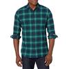 Amazon Essentials Camicia in Flanella a Maniche Lunghe Slim Uomo, Verde Blu Marino Motivo Scozzese, XS