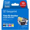 Easyprint NUOVO: Easyprint Cartucce d'inchiostro per Brother LC422XL, Multipack (BK/C/M/Y), 10 pezzi