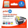print24 NUOVO: print24 Cartucce d'inchiostro per Brother LC422XL, Multipack (BK/C/M/Y), 6 pezzi