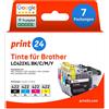 print24 NUOVO: print24 Cartucce d'inchiostro per Brother LC422XL, Multipack (BK/C/M/Y), 7 pezzi