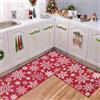 Garvee Zerbino Natalizio Antiscivolo, Tappeto Decorativo Lavabile con Motivo Fiocchi di Neve, Ideale per Ingresso, Cucina o Camera da Letto, Colore Rosso, 40x60 Cm, Germania, Tonalità Rossastra.