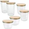 Weck 79213 - Set di 6 barattoli per conserve, 2 x 250 ml, 2 x 500 ml, 2 x 750 ml con coperchio in legno, per inscatolare/conservare gli alimenti