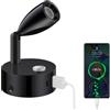 ERWEY Lampada da lettura a LED 12V camper touch dimmerabile 3 modalità di temperatura colore, lampada da parete con connessioni USB A+C, spot DC 12V-24V per barca auto camper van yacht, nero