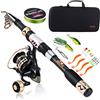 Sougayilang Kit canna da pesca, canna da pesca telescopica e mulinello Combo con mulinello da spinning, set di attrezzi da pesca per principianti adulti acqua salata d'acqua dolce
