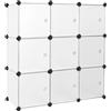SONGMICS Armadio a 9 Cubi, Portaoggetti Organizzatore, Armadietto Mobiletto con Ante, per Abiti Scarpe Libri, Facile da Assemblare, Bianco LPC116WS