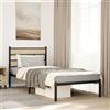 PUGYNBK Telaio letto in metallo rovere Sonoma 100 x 200 cm con rete a doghe e testiera, robusto telaio in ferro per ulteriore spazio di archiviazione, senza materasso