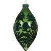 Kaemingk Olive Glass Flock Finish Green - Pendente Natalizio Barocco in Vetro e Velluto H 13 cm