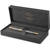 Parker Sonnet penna a sfera | argento cesellato | dettagli placcati in oro | pennino medio | Confezione regalo