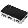 Digitus Mozzo USB - 4 porte - USB 2.0 ad alta velocità - 480 MBit/s - Plug&Play - Cavo di collegamento 66 cm - Nero, Custodia In Plastica