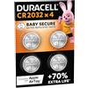 DURACELL 2032 Batterie a moneta al litio (Confezione da 4) 3V, CR2032 | Fino a +70% di durata - Tecnologia Baby Secure - Per Apple AirTag, chiavi auto, dispositivi domestici, sportivi e medici