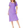 Wikoan Abiti Lunghi da Donna Camicie da Notte con Scollo a V Colori Solidi Abiti Lunghi a Maniche Corte con Tasche,S-XXL