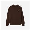 Lacoste Pullover girocollo in misto lana Marrone-SKB da Uomo