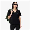 Lacoste T-shirt con scollo a V in morbido cotone relaxed fit Nera-031 da Donna