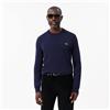 Lacoste Pullover girocollo in misto lana Blu Navy da Uomo