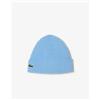 Lacoste Berretto in lana spazzolata a costine Blu Pastello