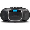 MEDION® MEDION E66476 Sistema audio stereo (boombox, lettore CD, MP3, cassette, lettore cassette portatile per bambini, radio FM, AUX, cuffie, alimentazione di rete e a batteria) nero
