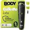 Gillette Labs i3, rasoio per il corpo e per l'igiene intima, uomo, nero/verde