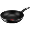 Tefal C38819, padella wok "Hard Titanium Essential" da 28 cm, con rivestimento antiaderente arricchito con particelle di titanio, indicatore di temperatura "Thermo-Signal", lavabile in lavastoviglie, prodotta in Francia, colore nero