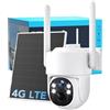 GNCC 4G LTE Telecamera Sorveglianza Esterno Solare con eSIM, 2K 4MP, IP65 | Per esterno senza WLAN, 355°/90° PTZ, Alimentazione Solare, Sirena PIR, Visione Notturna a Colori, Audio Bidirezionale, GW41