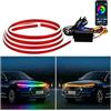 Lcxecnw Striscia LED per cofano auto, luci diurne flessibili impermeabili per esterni, striscia LED RGB multicolore per cofano, luci diurne a scansione dinamica, adatte per auto 12V