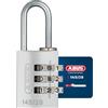 ABUS Lucchetto a Combinazione 145/20 - Corpo in Alluminio, Argento | Codice numerico a 3 cifre regolabile, senza chiave - per valigie e armadietti - 25 g, 22,5 mm larghezza