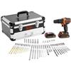 LeTapparelle Kit Trapano Avvitatore a percussione 18v Litio + 80 accessori - Black+Decker