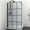 Docciabox Parete Doccia Walk-In in Cristallo 8 mm Anticalcare Profilo Nero Stampa a riquadro - Misura : 90 x H200 cm