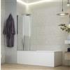 Docciabox Box Sopravasca con 3 Ante Pieghevoli in Vetro trasparente Telaio alluminio Cromato - Misura: 118-120 x H 150 cm - sx
