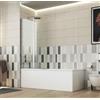 Docciabox Box Sopravasca con 2 Ante Pieghevoli in Vetro trasparente Telaio alluminio Cromato - Misura: 118-120 x H 150 cm - sx