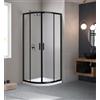 LineaDoccia Box doccia Nero cristallo 6 mm Trasparente Semicircolare con profili squadrati Telaio alluminio - Misura: 90 x 90 x h190 cm (R. 55cm) - Trasp.