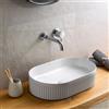 Docciabox Lavabo da Appoggio Ovale in Ceramica Cannettata Misura 50 x 32 cm