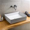 Docciabox Lavabo da Appoggio Rettangolare in Ceramica Cannettata Misura 50 x 36 cm