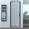 Docciabox Box Doccia in Nicchia Porta Battente Cristallo 6 MM Trasparente Profilo Nero Opaco - Misura: 80 x h200 cm