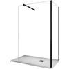 Docciabox Box Doccia Walk-In Angolare 2 Lati Cristallo Trasparente 8mm Nero - Misura: 80 x 100 xh200