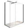 Docciabox Box Doccia Walk-In Angolare 2 Lati Cristallo 8mm Trasparente Telaio Nero - Misura: 80 x 100 xh200 cm