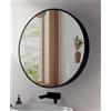 Docciabox Specchio Contenitore Rotondo con Cornice Nera Diametro 80 cm