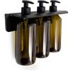 Docciabox Gedy Porta Dispenser Triplo con Bottiglie Grouper Ambra Nero Matt