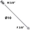 Tubetto Rame Cromato 10 con Cartella, Nipples M3/8 e Calotta F3/8, 50 cm cm 50