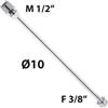 Tubetto Rame Cromato 10 con Cartella, Nipple M1/2 e Calotta F3/8 - 40 cm cm 40