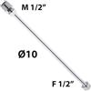 Tubetto Rame Cromato 10 con Cartella, Niples M1/2 e Calotta F1/2, 60 cm cm 60