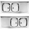 CM Lavello Inox Ad Appoggio Due Vasche Con Gocciolatoio Mondial 120x50 cm - Sinistra 120x50 cm - Sx
