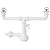 MADE IN ITALY Sifone per Lavello a Fiasca a 2 Vie con Pilette e Attacco Lavastoviglie 1 1/2 x 32/40 mm 1"1/2 x 32/40 mm