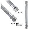 MADE IN ITALY Flessibile in Acciaio Inox M1/2 x M3/8x10 Bicono cm 50 - DN10 cm 50 - DN10