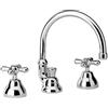 PAINI Batteria Lavabo a Tre Fori con Bocca Alta Orientabile Liberty Cromo + Piletta 1 1/4 Cromo + Piletta 1"1/4